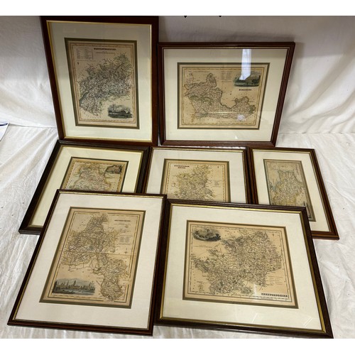 1348 - A Collection of original Archibald Fullerton & Co Glasgow Framed Maps of the Counties of England to ... 