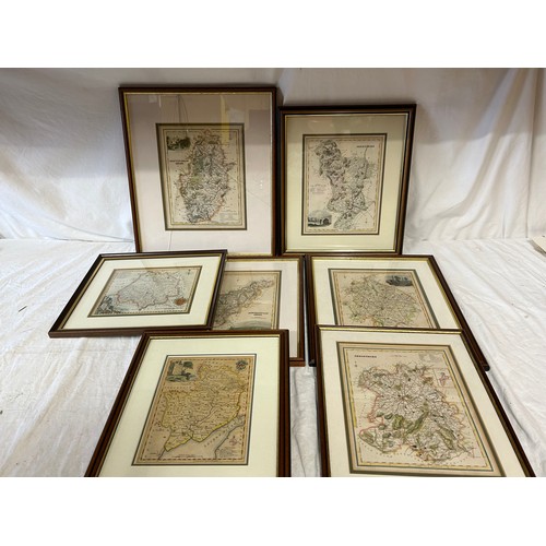 1349 - A Collection of original Archibald Fullerton & Co Glasgow Framed Maps of the Counties of England to ... 