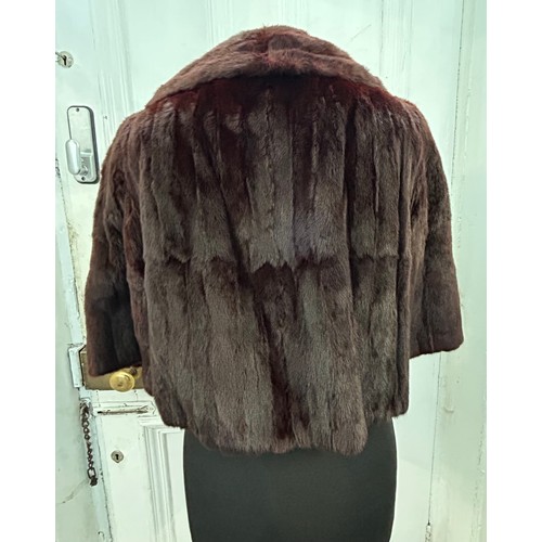 831 - Vintage Brown Short Collared Jacket by Hilda Kirk of Hull length 48cm from collar to hem along with ... 