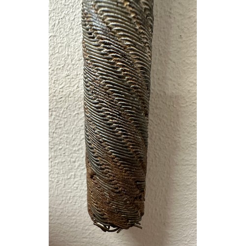 921 - An African stick with carved head and metal covered shaft, circa 1940’s, brought back to England dur... 