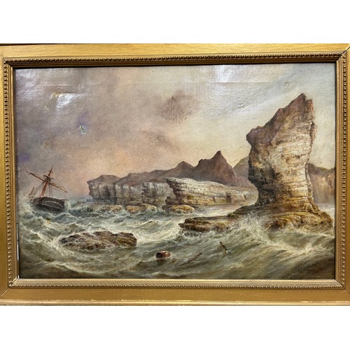 1392 - John Taylor Allerston (1828-1914) Ship wreck in stormy seas on the East Coast oil on canvas. Signed ... 