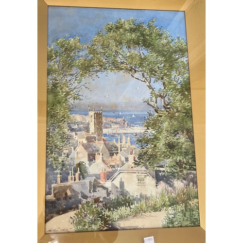 1417 - Arthur WHITE (1865-1953) framed and glazed watercolour depicting St Ives. 52 x 33cm sight size.