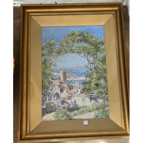 1417 - Arthur WHITE (1865-1953) framed and glazed watercolour depicting St Ives. 52 x 33cm sight size.