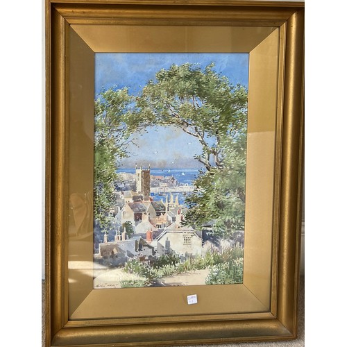 1417 - Arthur WHITE (1865-1953) framed and glazed watercolour depicting St Ives. 52 x 33cm sight size.