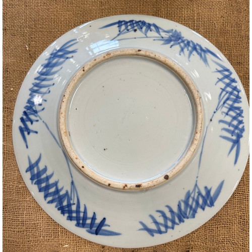 942 - Two 19thC Chinese blue & white plates in 'Prunus Hawthorne' Pattern 30cm diameter.