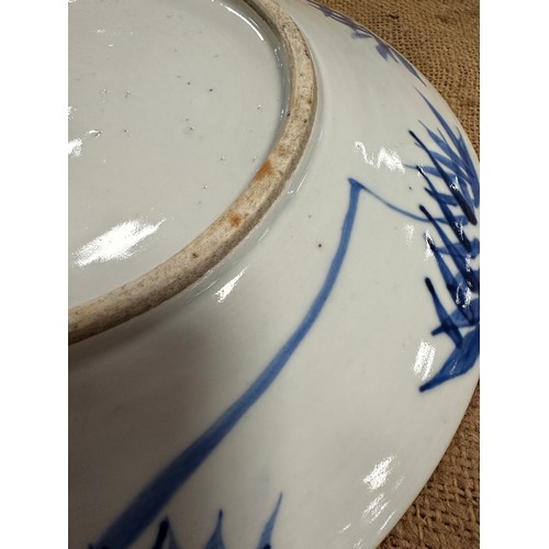 942 - Two 19thC Chinese blue & white plates in 'Prunus Hawthorne' Pattern 30cm diameter.