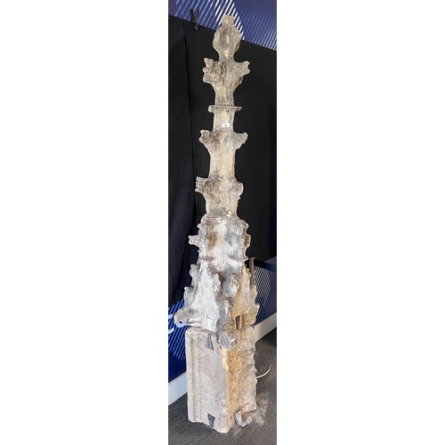 28 - A Yorkshire limestone medieval three piece pinnacle with lead cramps, height 227cm. From the East En... 