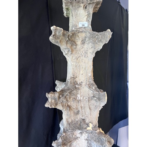 28 - A Yorkshire limestone medieval three piece pinnacle with lead cramps, height 227cm. From the East En... 