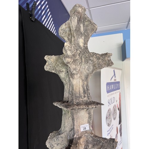 28 - A Yorkshire limestone medieval three piece pinnacle with lead cramps, height 227cm. From the East En... 