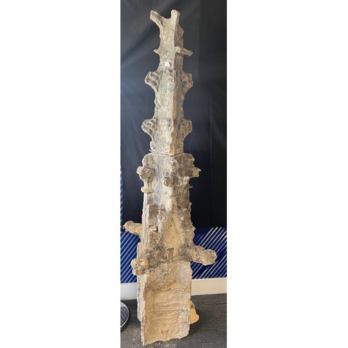 29 - A Yorkshire limestone medieval three piece pinnacle with lead cramps, height 203cm. From the East En... 