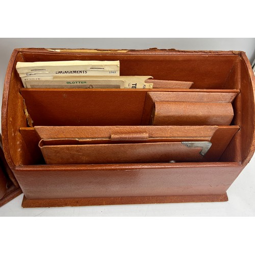 1403 - A quantity of Asprey silver and leather desk items to include stationary box, notebooks, ashtray, in... 