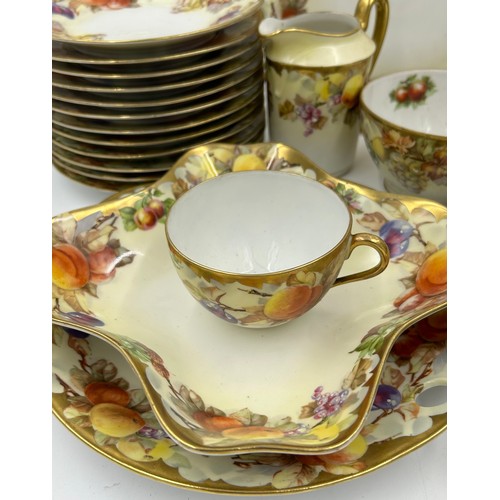 424 - Two part tea services, hand painted Spode Copeland's Peacock design - 6 x cups and saucers, 6 x side... 