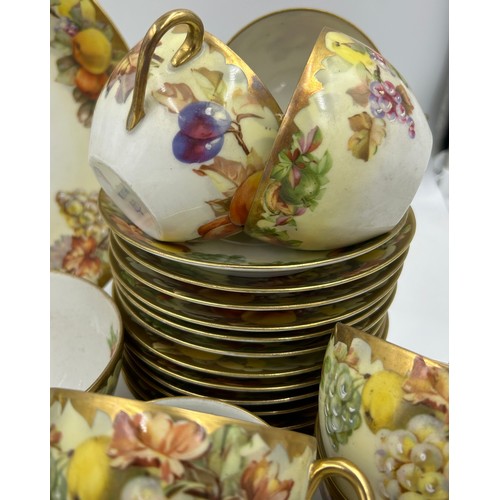 424 - Two part tea services, hand painted Spode Copeland's Peacock design - 6 x cups and saucers, 6 x side... 