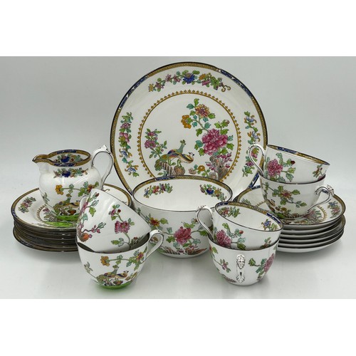 424 - Two part tea services, hand painted Spode Copeland's Peacock design - 6 x cups and saucers, 6 x side... 