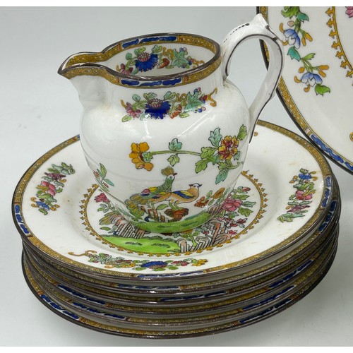 424 - Two part tea services, hand painted Spode Copeland's Peacock design - 6 x cups and saucers, 6 x side... 