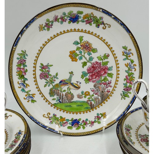 424 - Two part tea services, hand painted Spode Copeland's Peacock design - 6 x cups and saucers, 6 x side... 