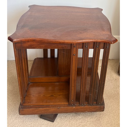 42 - An oak table top revolving bookcase. 39cm h x 36cm x 36cm.