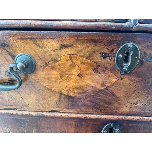 45 - An early 19thC chest of drawers with two short over three long drawers and brass swan necked handles... 