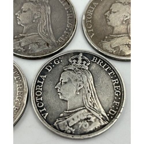 775 - Five Victorian Jubilee Head Silver Crowns 3 x 1889 & 2 x 1892 total weight 137g. (5).