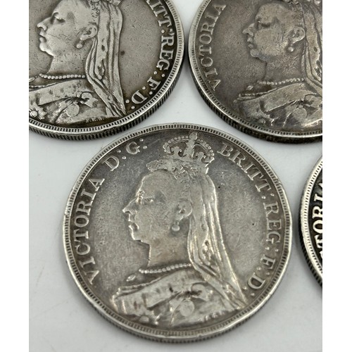 775 - Five Victorian Jubilee Head Silver Crowns 3 x 1889 & 2 x 1892 total weight 137g. (5).