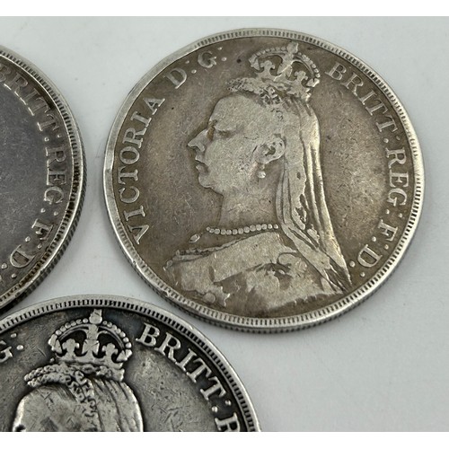 775 - Five Victorian Jubilee Head Silver Crowns 3 x 1889 & 2 x 1892 total weight 137g. (5).