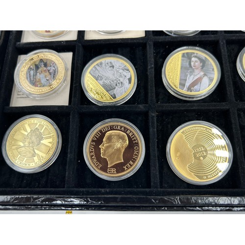 779 - A large quantity of gold plated proof coins/medallions to include 5 x 2014 WW1 Centenary, 4 x one do... 