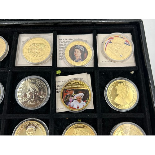 779 - A large quantity of gold plated proof coins/medallions to include 5 x 2014 WW1 Centenary, 4 x one do... 