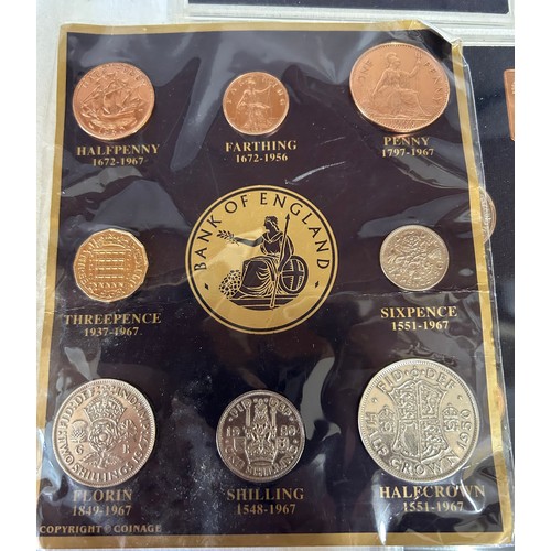 786 - A quantity of uncirculated coin collections to include 5 x Britains First Decimal Coins, Churchill, ... 