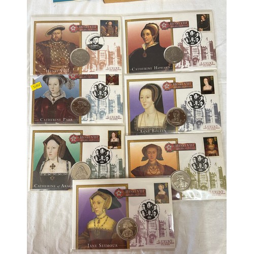 787 - A quantity of first day covers with coins to include Henry VIII and his Six Wives, Island of Lundy, ... 