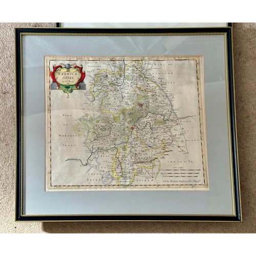 1476 - Three original hand painted framed maps to include: William Kip, A map of Staffordiae, Comitatvs Par... 