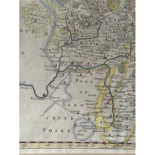 1476 - Three original hand painted framed maps to include: William Kip, A map of Staffordiae, Comitatvs Par... 