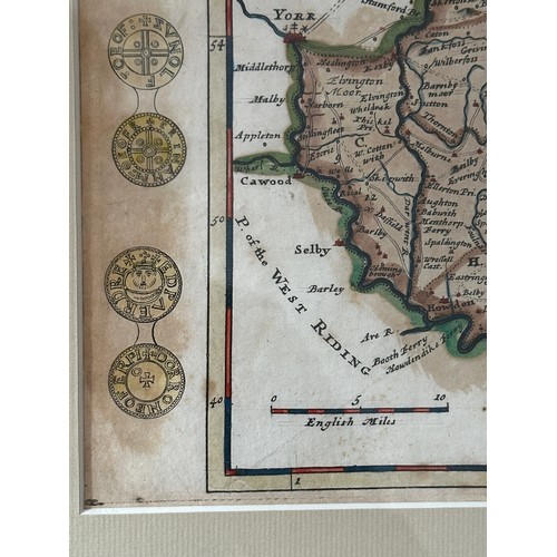 1476 - Three original hand painted framed maps to include: William Kip, A map of Staffordiae, Comitatvs Par... 