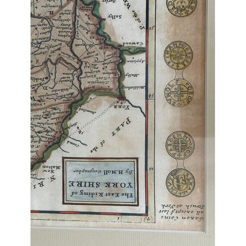 1476 - Three original hand painted framed maps to include: William Kip, A map of Staffordiae, Comitatvs Par... 