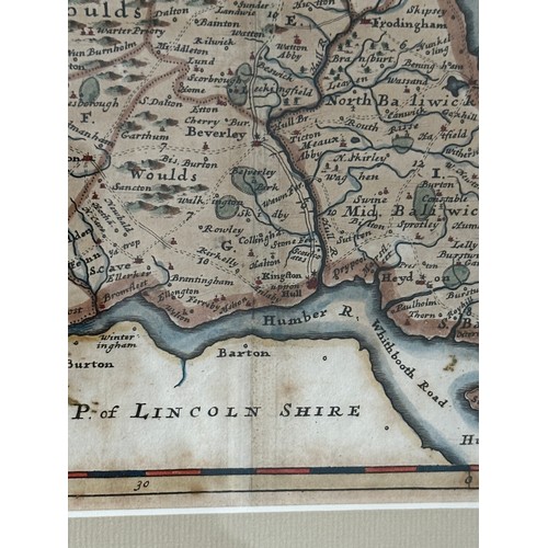 1476 - Three original hand painted framed maps to include: William Kip, A map of Staffordiae, Comitatvs Par... 