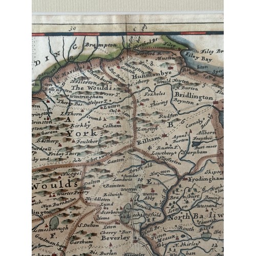 1476 - Three original hand painted framed maps to include: William Kip, A map of Staffordiae, Comitatvs Par... 