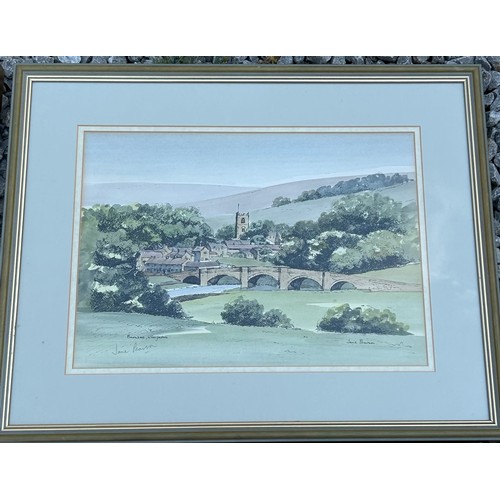 1463 - Four Prints of Yorkshire to include 2 x Jane Pearson Burnsall Wharfedale signed frame 53cm x 43cm an... 