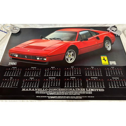 1000 - Collection of Car related items to include 5 posters (Ferrari & Aston Martin & 2 x 1986 Calendars), ... 