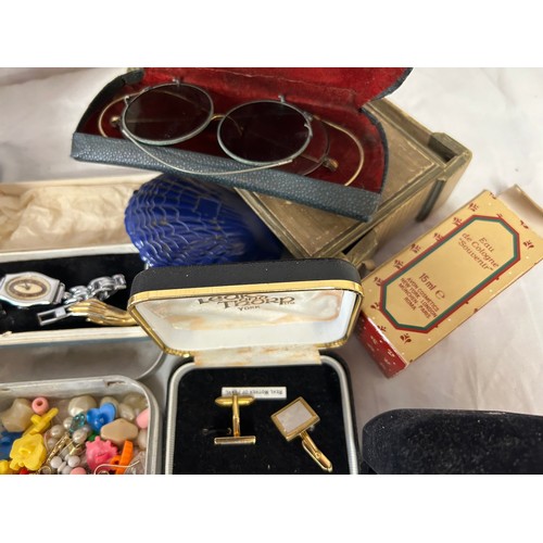 505 - Collection of Vintage Costume Jewellery along with a Ronson Lighter, Stratton powder compact, WW1 me... 