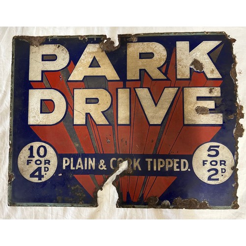 1444 - Park Drive 'Plain & Cork Tipped' double sided enamel Advertising sign , 40cm x 30.5cm.