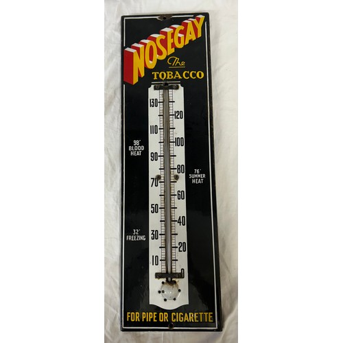 1445 - Nosegay 'The Tobacco for Pipe or Cigarette' Enamel Advertising Thermometer Sign 61cm x 18cm.