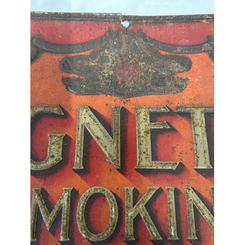 1446 - Hignett's 'Smoking Mixture' Metal Advertising sign 49.5cm x 33cm with letters and decoration in reli... 