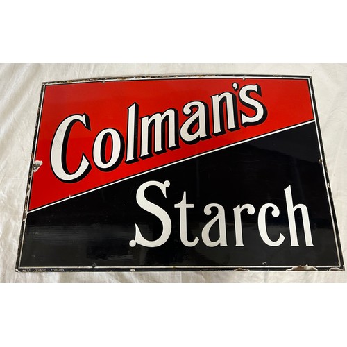 1449 - Coleman's Starch enamel advertising sign in red and black 61cm x 40.5cm