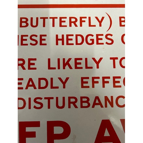 1450 - WWII related enamel sign 'Danger - small butterfly bombs' 40cm x 30.5cm with 6 drilled holes for fix... 