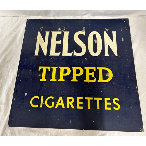 1451 - Nelson 'Tipped Cigarettes' blue metal advertising sign 65cm x 65cm by Cowling Signs London.