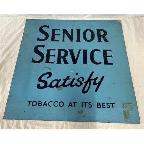 1452 - Senior Service 'Satisfy tobacco at its best' metal advertising sign 65cm x 65cm by Cowling Signs Lon... 