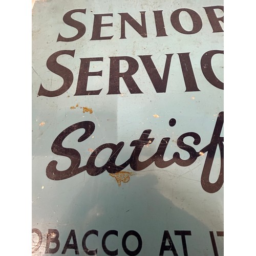 1452 - Senior Service 'Satisfy tobacco at its best' metal advertising sign 65cm x 65cm by Cowling Signs Lon... 