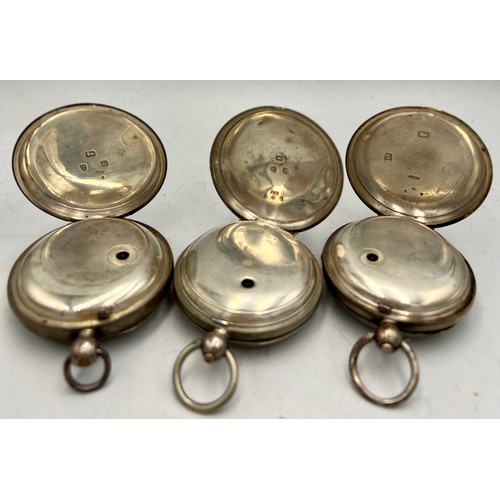 727 - Three 19thC silver cased pocket watches to include Chester 1893, with seconds dial and H Stone Leeds... 