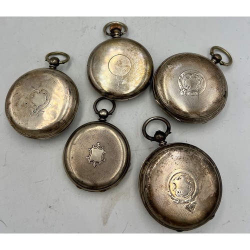 730 - Five various silver pocket watches. Various dates and makers to include Robert Curtis Hull.