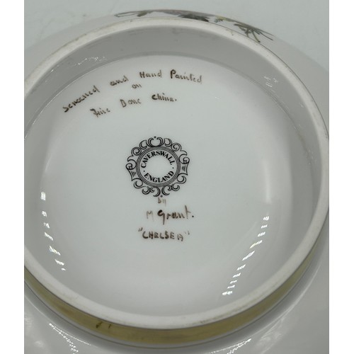 392 - Selection of hand painted ceramics to include a large Caverswall Bowl signed by M. Grant 'Chelsea' 2... 