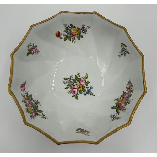 393 - Rockingham Works Brameld 'Manufacturer to The King' 19thC Punch Bowl with hand painted flowers on gr... 